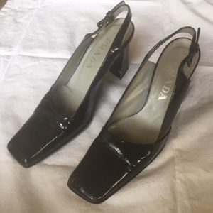 Prada Vintage Grey Patent Slingbacks